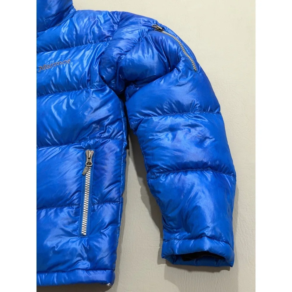 Marmot Puffer Jacket Mens S Blue Down Insulated Quilted Full Zip Outdoor
